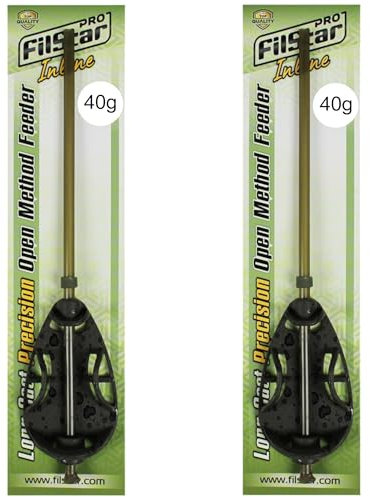 PRO FILSTAR Inline Long Cast Method Feeder Set 2 x 40g Futterspender - Open Futterkorb - Karpfen Angeln Montage - Karpfenangeln Zubehör – Carp Fishing - Grundangeln - Angelnzubehör für Feederrute