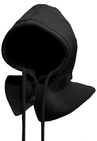LAOYEFACAI Chapeaux d'hiver pour Femmes Cagoule Bonnet tricoté Casquette crâne avec Cordon de Serrage écharpe à Capuche Chaude Bonnet (FR/ES, Alpha/Lettres, S, L, Noir)