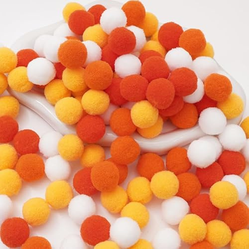 WANYI 200 Stück 1.5CM Pompons zum Basteln Weihnachts Bunt Filzkugeln Pompom Mini Pom Pom Bommel Plüsch Bälle für DIY Kreative Handwerk Girlanden Kleidung Geburtstag Weihnachten Hochzeit (Orange)