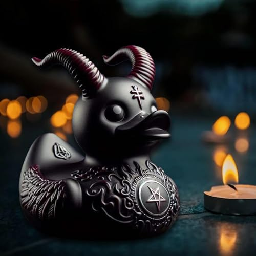 Pipihome Punk Ducks Goth Resin Duck, Gothic Home Decor Gifts for Women Men, Goth Decorative Home Accessories, Satanic Duck Novelty Quirky Gifts for Desk Bedroom