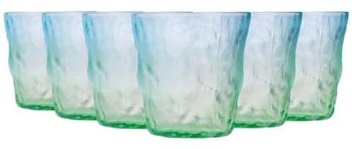 TRESV Set de 6 Vasos Colores o Transparente, Vaso de Cristal agua de 270 ml, Vaso de Agua y Bebidas, Aptos para Lavavajillas (Vaso Verde 270ml)