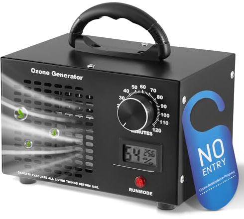 Generatore professionale di ozono 60.000 mg/h, timer 120 min, portatile per garage, casa, auto, cantina, ufficio e animali domestici, rimozione degli odori e disinfezione