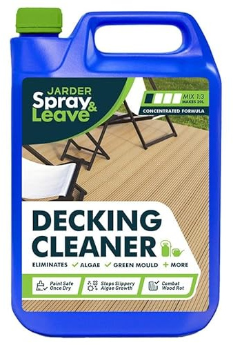 Jarder Spray & Leave Decking Cleaner 5L - Removes Green Mould, Green Growth and Algae - Stops Slippery Surfaces Developing - Covers 120 Square Metres