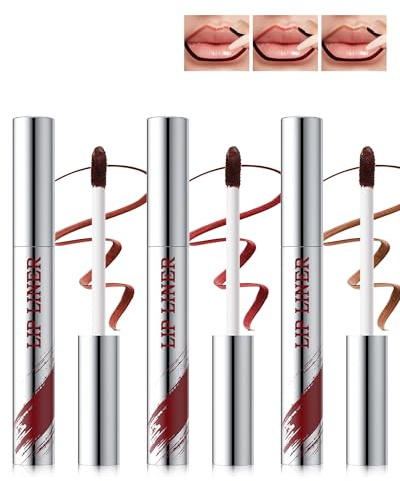 3 Colors Lipliner Peel Off Set, Long-lasting Peel Off Lip Liner Stain, Waterproof Transfer-Proof, Stay On All Day, Highly Pigmented, Matte Tattoo Effect, Not-Stick Cup Lippenstifte Makeup für Frauen-A