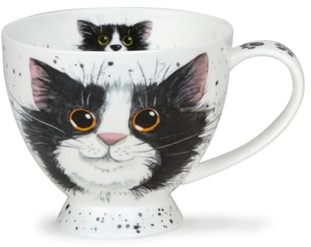 Dunoon Skye Mug en porcelaine fine Motif éclaboussures de chat Noir/blanc 0,45 l