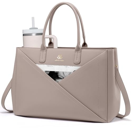 LOVEVOOK Laptoptasche Damen 15,6 Zoll, Handtasche Shopper Tasche Groß, Ledertasche Schultertasche Aktentasche Arbeitstasche Handbags Women Tote Bag für Uni Schule Büro Business