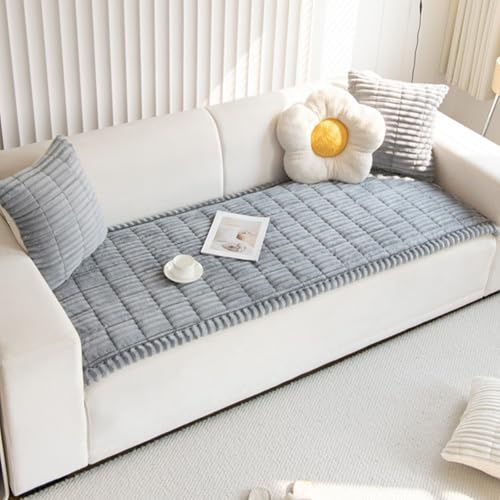 VClife Dog Couch Cover Simple Chic Gray Couch Cover for 2 Cushion Couch Sofa Pet Friendly Plush Sofa Cover Futon Cover, Anti Slip Breathable Thick & Warm Furniture Protector 23.6x51