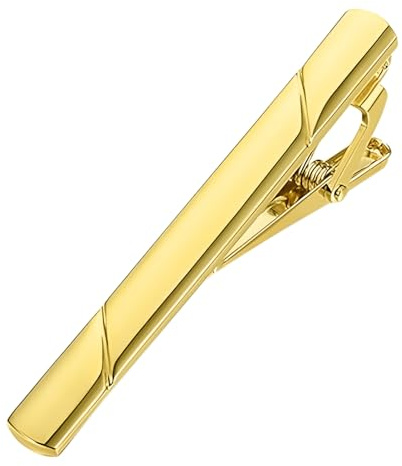 Pince à cravate homme – Barrette à cravate en métal élégante & épingle, pince résistante et polie pour tenue formelle en acier inoxydable (or)
