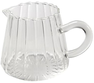 TOBBOMEY Jarra Pequeña de Vidrio Cremera para Leche y Café Taza Transparente de Alta Resistencia para Bebidas Frías y Calientes Uso Doméstico Multifuncional