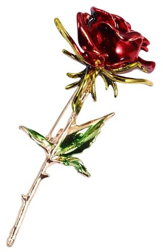 MUCKLILY Modische Rosenbrosche aus Langlebigem Material Rote Dekorative Kleiderschnalle Elegante Anzug Brosche für Damen Valentinstag Schmuckaccessoire