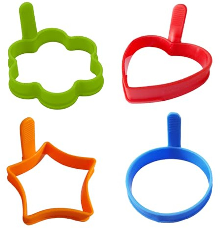 Anillos de silicona para huevos, anillos de huevo para freír, herramienta moldeadora de cocina resistente al calor, molde de huevos para freír tortillas de sartén, anillo redondo de desayuno para