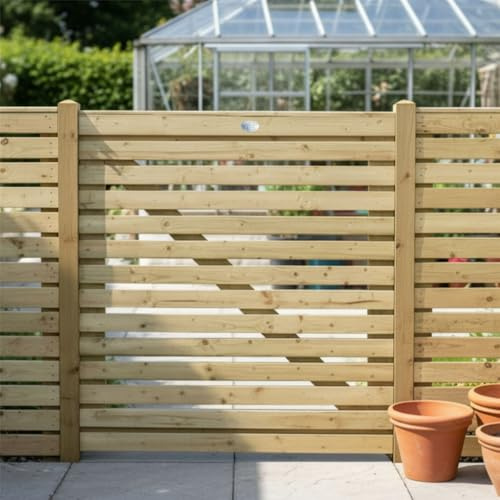 Roma Slatted Wooden Garden Gate, 3ft x 3ft Venetian-Style Side Gate | 90cm High, Decorative, Pressure Treated Timber, Paintable/Stainable, Pedestrian Rear Gate Entry, for Side Entrance