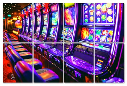 8 Pack Art Acoustic Panels Sound Absorbing Slot Machines Casino nightlifes Pictures Decorative Soundproof Wall Panels Self Adhesive for Home Recording Studios 48x32