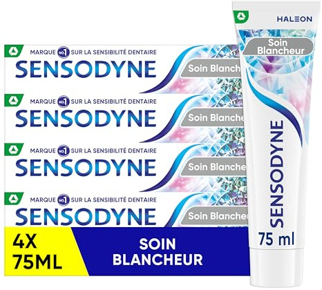 SENSODYNE Dentifrice Soin Blancheur, Cliniquement Prouvé pour Soulager la Sensibilité Dentaire, Aide à Eliminer les Taches Dentaires Pour des Dents Plus Blanches, Lot de 4 x 75 ml