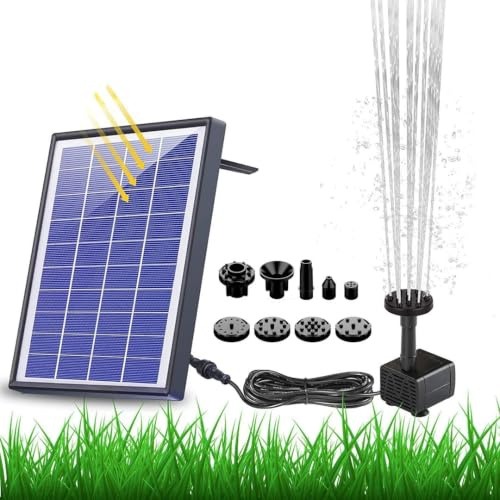 AISITIN Fuente solar de 6,5 W para exteriores con batería de 1500 mAh, fuente solar para exteriores con 10 estilos de fuente, bomba solar flotante para jardín, baño de pájaros, estanque, juego de agua