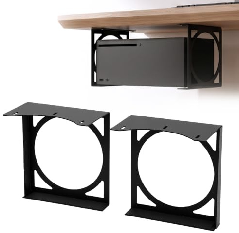 Plyisty Support Sous Bureau pour Series X, Support Métallique avec Design Gain de Place, Rangement sécurisé pour Console de Jeu Sous Table