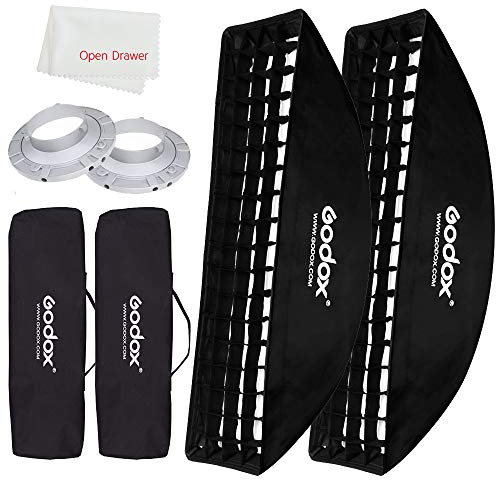 Godox 8.6x35 / 22x90cm Softbox Honeycomb Grid Strip Soft Box Bowens Mount for Photo Studio Flash (FW 22x90 2PCS)