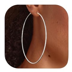 FOCALOOK 100mm Hoop Ohrringe Creolen Große Runde Kreis Ohrringe silberfarben Elegant Ohrschmuck für Frauen Mädchen Bürodamen