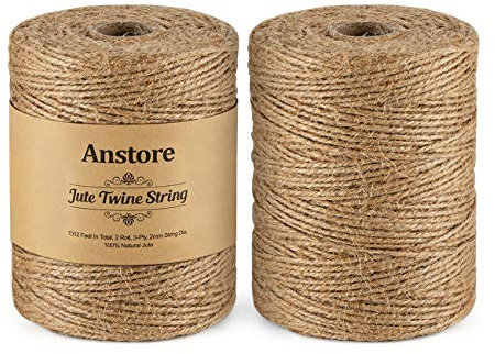 Anstore Garten Kordel Bastelschnur 2 x 200m Dekokordel Schnur, Braun Natur Juteschnur für DIY Kunstgewerbe Gartenarbeit, 1312-Fuß