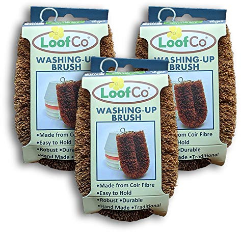 LoofCo AZLWUBx3 Washing-Up Brush SET OF 3 Washing-Up Brush SET OF 3 single x 3 Coir Fibre