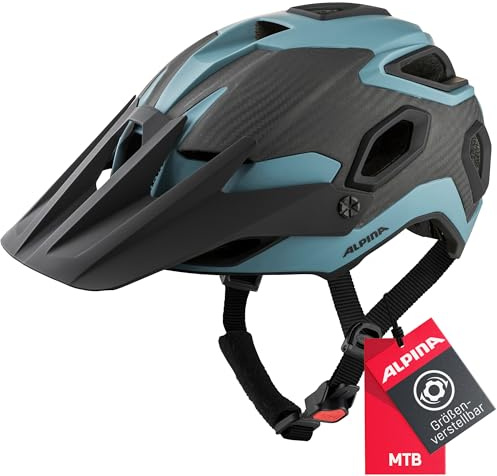 Alpina ROOTAGE - Extrem Robuster, Carbonfaser-Verstärkter Enduro & Trail Fahrradhelm Mit Kühlenden Polstern Für Erwachsene, Dirt-Blue matt, 57-62 cm