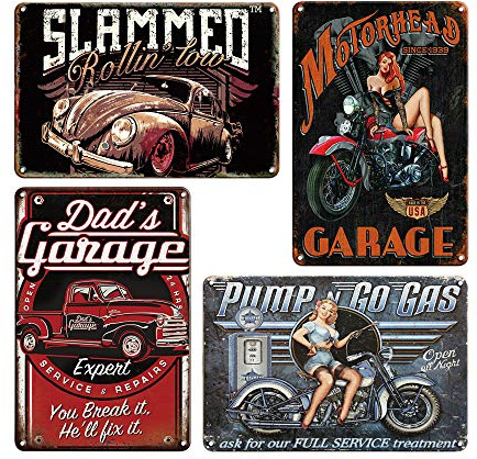QUMENEY Vintage-Wandschilder aus Metall Schilder Poster Retro-Auto | Dekoratives Wandschild aus Blech für Café, Bar, Pub oder Biergarten (30 x 20 cm)