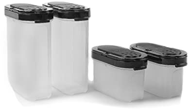 Tupperware Gewürz-Riese 270 ml (2) schwarz + Zwerge 120 ml (2) schwarz Gewürz Behälter