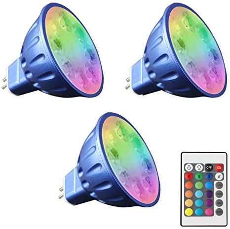 Noobibaba MR16 Farbwechsel-LED-Lampen, GU5.3 LED-Lampen 5W 12V, Einteilige MR16-Tasse aus Aluminiumdruckguss, warmweiß + 15 Multicolor 3-Stück