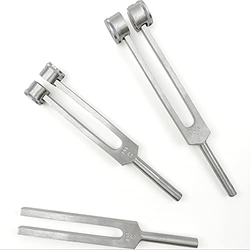DEXSUR Stimmgabel aus medizinischer Aluminiumlegierung, sensorische Stimmgabel mit festen Gewichten, nicht magnetisch, je eine Stimmgabeln, C 128, C 256, C 512, 3 Stück