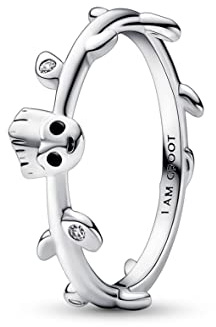 PANDORA Marvel Guardians of the Galaxy Groot Blatt Ring aus Sterling-Silber mit Cubic Zirkonia in der Farbe Silber, Marvel X PANDORA Kollektion, Gr.52, 192566C01-52
