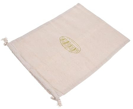 BESTonZON 1pc Organic Drawstring Bread Bag Reusable Unbleached Linen Pouch for Food Storage for Bread Grains Fruits Vegetables Easy to Carry Design