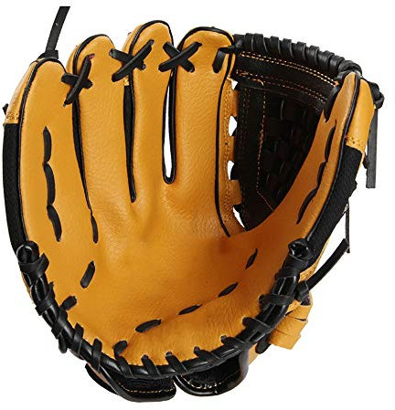 Samnuerly Baseball Glove Sports Batting Gloves Children's Baseball Training Glove Pu Leather Baseball Glove Double Stitching for Kids Teens Adult (Color : Yellow, Size : Right hand 10)
