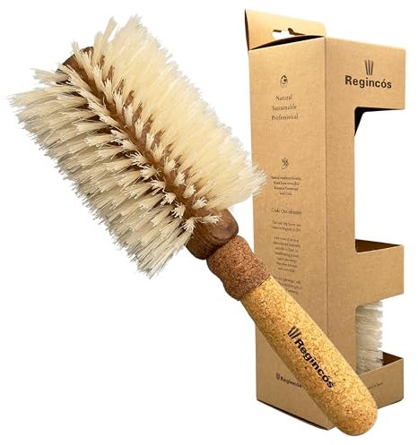 Regincós - Cepillo redondo - Madera Corcho Eco - E.Cork Blonde 870 Natural - Profesional - Hecho a Mano - Xlarge