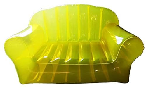ZMIN Aufblasbarer Stuhl, Air Lazy Sofa, mehrfarbige transparente Couch für drinnen und draußen, Zuhause, Büro, Reisen, Camping,Gelb,120 * 78 * 70cm