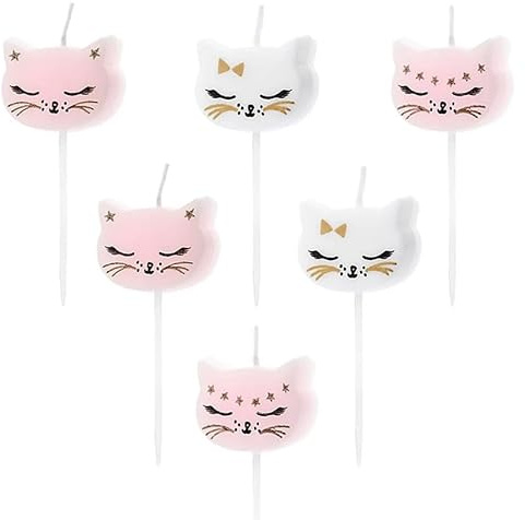 Cute Cat Birthday Candles, Cake Toppers, Set of 6