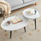 BSTHOK Nesting Coffee Table Set, coffee tables for living room with storage,low round wooden End Table nest of tables, tea side table, with Tray Organizer Storage
