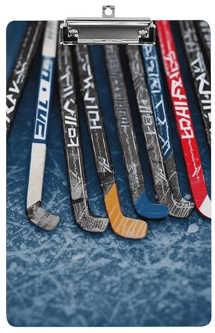 Porte-bloc en acrylique avec imprimé bâtons de hockey sur glace A4 - Porte-bloc mural portable - Porte-bloc multifonction