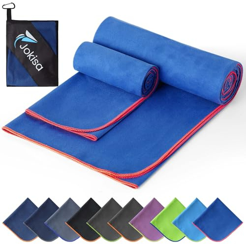 Jokisa 2 Piezas Toalla Microfibra (180x90cm Toalla Piscina+100x50cm Toalla Gimnasio), Toalla Playa de Secado Rápido y sin Arena, para Fitness, Playa, Gimnasio, Camping