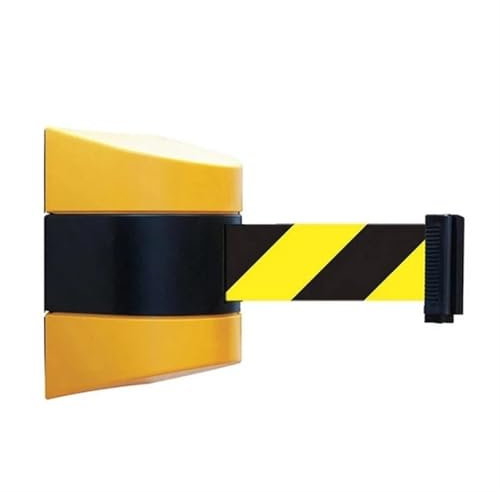 BIANRUN Absperrkette 3/5/7/10 Meter Gurtlänge, an der Wand montierte, einziehbare Gurtbarriere mit gelb-schwarz gestreiftem Warngurt for abgetrennte Bereiche(10 Meters)