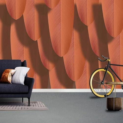 Tzxztt Abstrakte Goldene Feder Moderne 3D Tapete Geprägte Seide Neutrale Töne Material Ideal Für Wohnzimmer Schlafzimmer-150cm×105cm