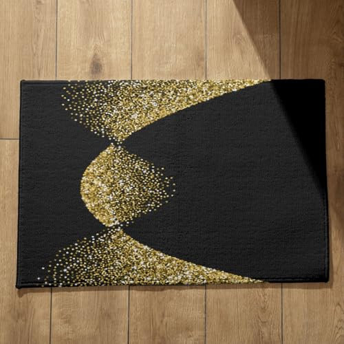 EHOMERY Haustür Fußmatten Fussmatte Home Schwarzes Gold Schmutzfangmatte Landhausstil Fussmatten Haustür Innen Dünn Bunt 50x80cm,