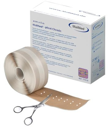 Rotolo di cerotto (4 cm x 5 m), sterile con forte forza adesiva, cerotto tagliabile per la cura delle ferite, colore della pelle, traspirante, ipoallergenico