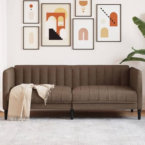 Homgoday 2-Sitzer Sofa Sofa Couch Loungesofa Polstersofa Gästesofa Wohnzimmersofa Sitzmöbel Sofa für Wohnzimmer Büro Empfang Braun Kunstleder Wildleder-Optik