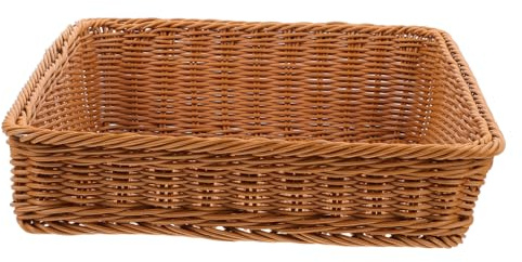 Sosoport Cesta de Almacenamiento Tejida de Ratan para Escritorio Cesta Decorativa Capacidad Alta Diseño Elegante para Organizar Revistas y Frutas 1