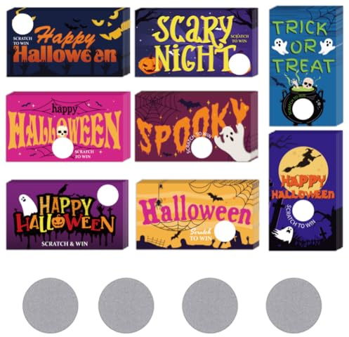 PLIGREAT 240 Stück Halloween Rubbelkarten 8 Stil Erstellen Sie Ihre Eigenen Happy Halloween Rubbelkarten Mit 240 Rubbelaufklebern. Leere Geschenkgutscheine Zum Selbermachen Für Kleine Unternehmen