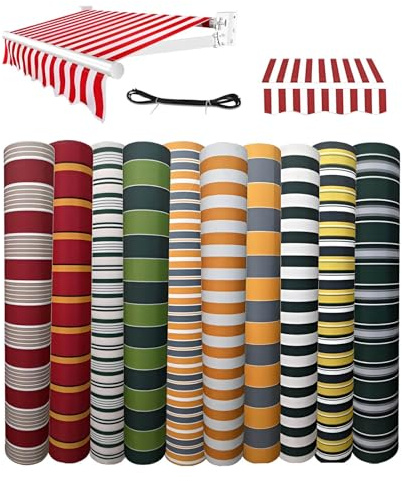Generico Tessuto di Ricambio per Tende da Sole Balcone, tendone Superiore Parasole in Poliestere con Balze, Impermeabile, Protezione Solare, per Giardino, Finestra(18x10ft/550x300cm)
