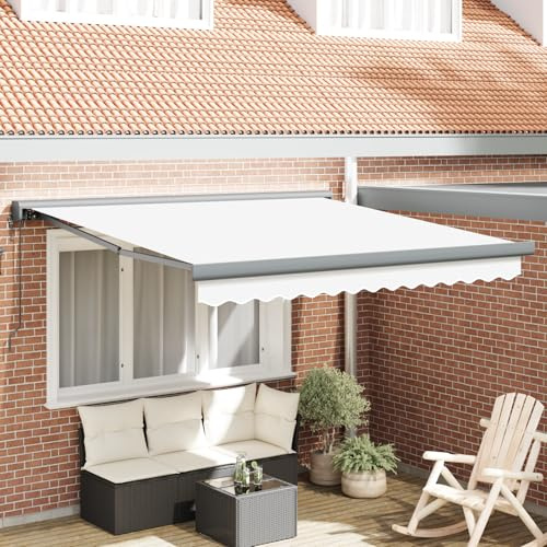 Qnhdfrt Store enrouleur automatique blanc 300 x 250 cm, store à pince pour balcon et terrasse avec protection solaire et design moderne