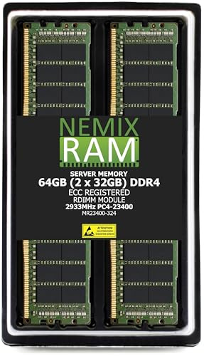 NEMIX RAM Kit de memoria de servidor registrado de 64 GB (2 x 32 GB) DDR4 2933 MHZ PC4-23400 2Rx4 1.2 V CL21 288-PIN ECC RDIMM
