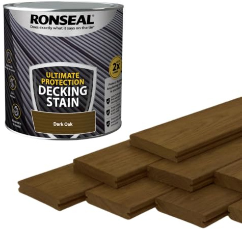 AOC24 Decking Stain Paint Dark Oak 2.5L – Slip Resistant & Rainproof Exterior Wood Protection – Ideal for Decking, Fences & Furniture – Long-Lasting Colour for Hardwood & Softwood – (Dark Oak, 2.5L)