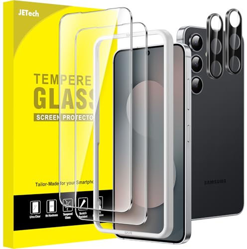 JETech Skärmskydd för Samsung Galaxy S25 FE med Kameralinsskydd, 9H Härdat Glasfilm med Enkelt Installation Verktyg, Fingeravtryck ID Kompatibel, HD Klar, 2-Pack Varje